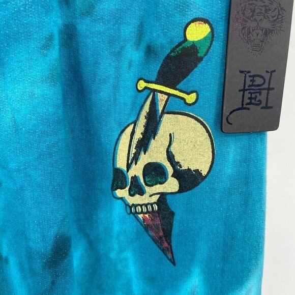 NWT ED HARDY Skull Dagger Blue Yellow Red Tie Dye Jogger Pants Size Small - Picture 7 of 10